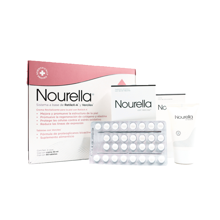 Nourella paquete crema y tabletas